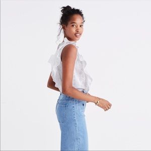 Madewell eyelet bellflower ruffle top.